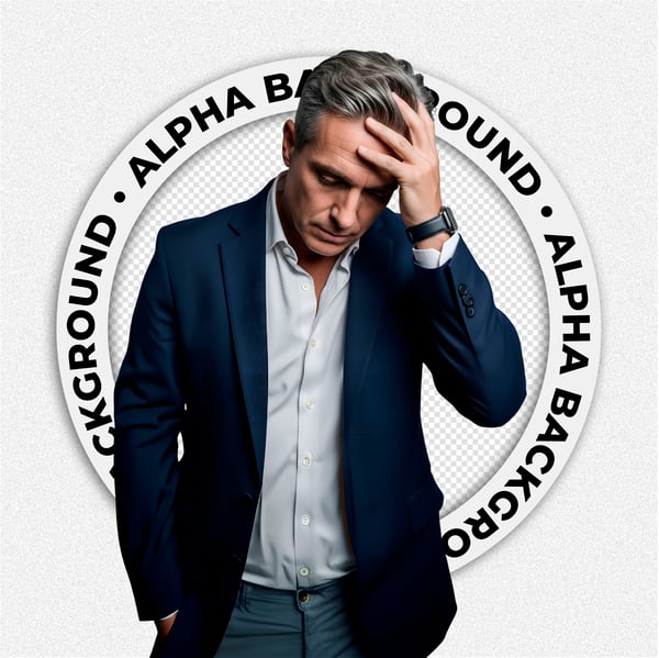 HOMEM DE TERNO DE MEIA IDADE PREOCUPADO COM MÃO NA CABEÇA 1