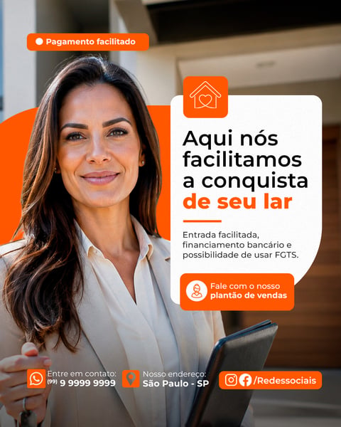 CORRETORA DE IMÓVEIS AQUI NÓS FACILITAMOS SOCIAL MEDIA PSD EDITÁVEL