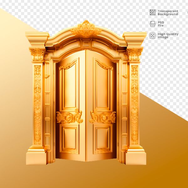 ELEMENTO 3D PORTA DOURADO E BRANCA