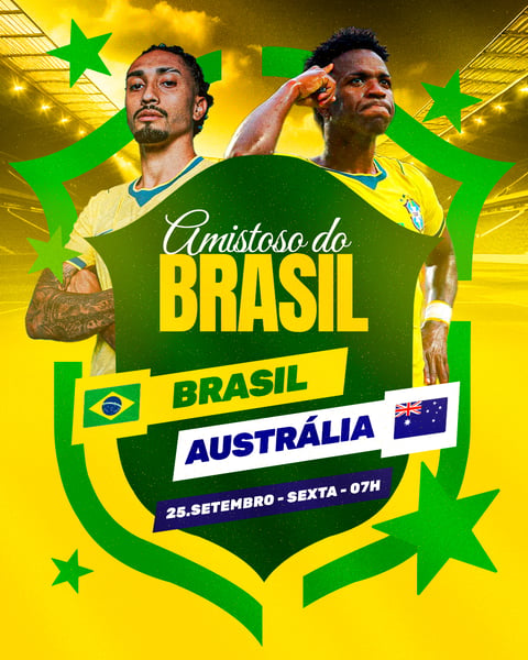 Amistoso do Brasil contra Austrália Futebol PSD Editável