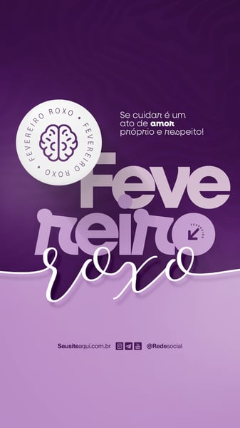 FEVEREIRO ROXO MÊS DE ALERTA SOBRE ALZHEIMER, LÚPUS E FIBROMIALGIA SOCIAL MEDIA PSD EDITÁVEL
