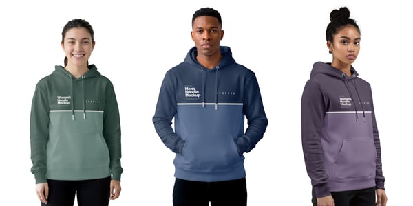 CONJUNTO COM TRÊS MOLETONS PSD EDITÁVEL MOCKUP