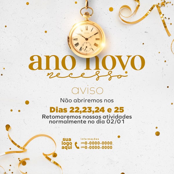AVISO HORÁRIO DE FUNCIONAMENTO RECESSO DE ANO NOVO FEED