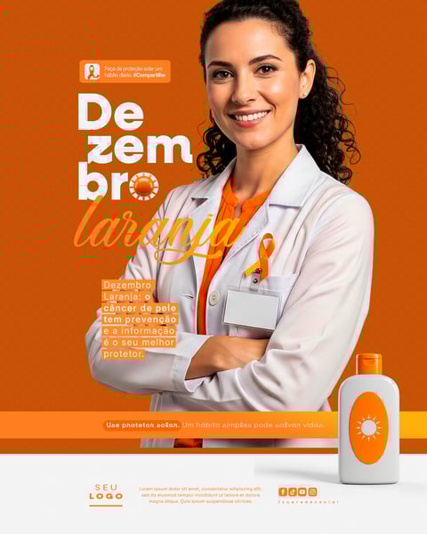 DEZEMBRO LARANJA MÊS DE CONSCIENTIZAÇÃO SOBRE O CÂNCER DE PELE SOCIAL MEDIA PSD EDITÁVEL (7)