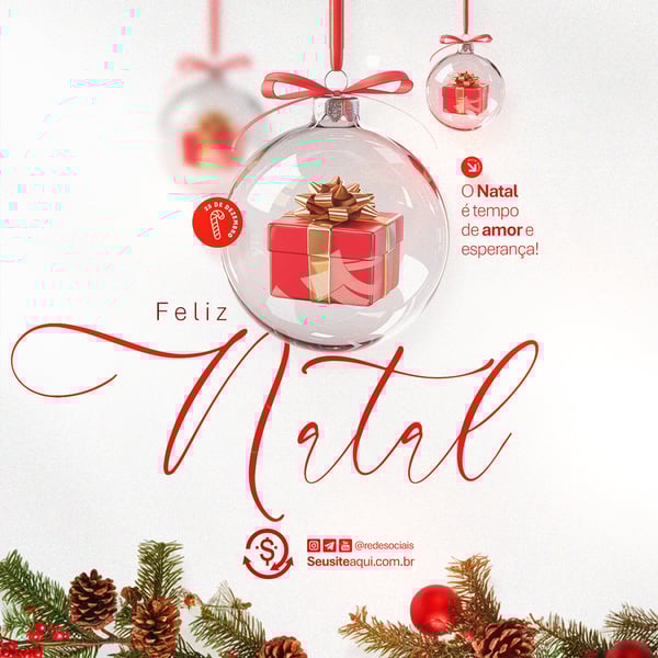 FELIZ NATAL 25 DE DEZEMBRO SOCIAL MEDIA PSD EDITÁVEL