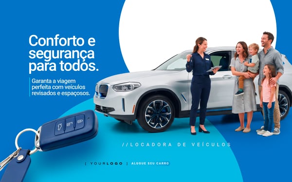 BANNER CONFORTO E SEGURANÇA PARA TODOS LOCADORA DE VEÍCULOS SOCIAL MEDIA PSD EDITÁVEL