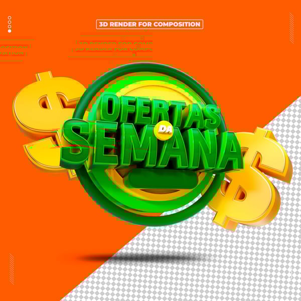 SELO 3D OFERTAS DA SEMANA PARA COMPOSIÇÃO