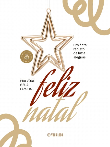 FELIZ NATAL ESTRELA DOURADA SOCIAL MEDIA FLYER PSD EDITÁVEL