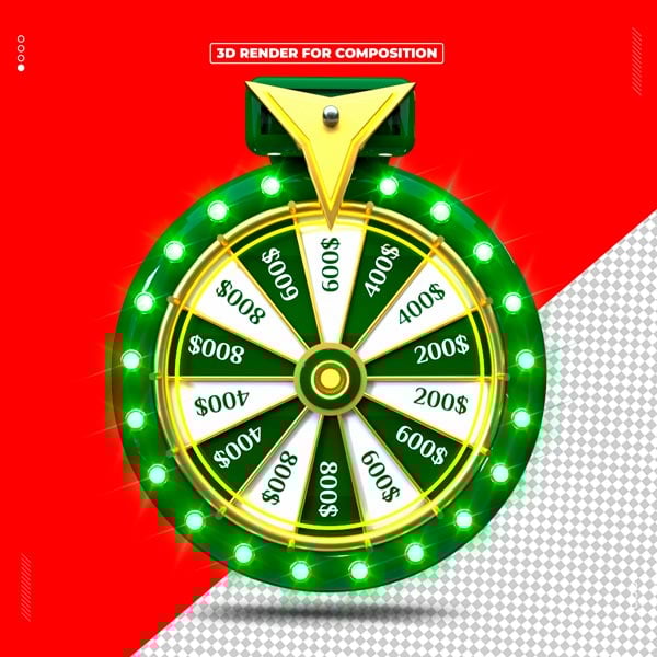 ELEMENTO 3D CASSINO ROLETA DE DINHEIRO PNG
