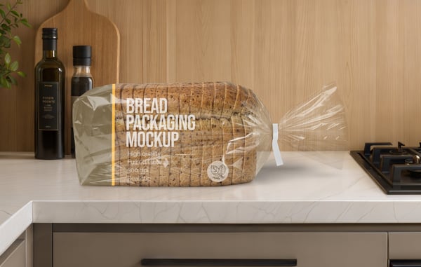 EMBALAGEM DE PÃO PSD EDITÁVEL MOCKUP