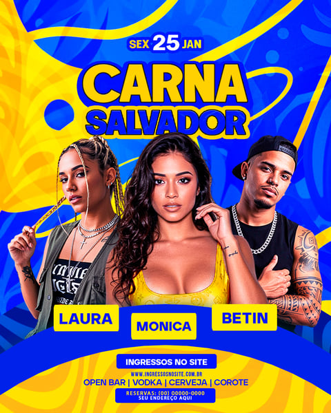 FLYER PARA FESTAS E EVENTOS TEMA CARNA SALVADOR FEED