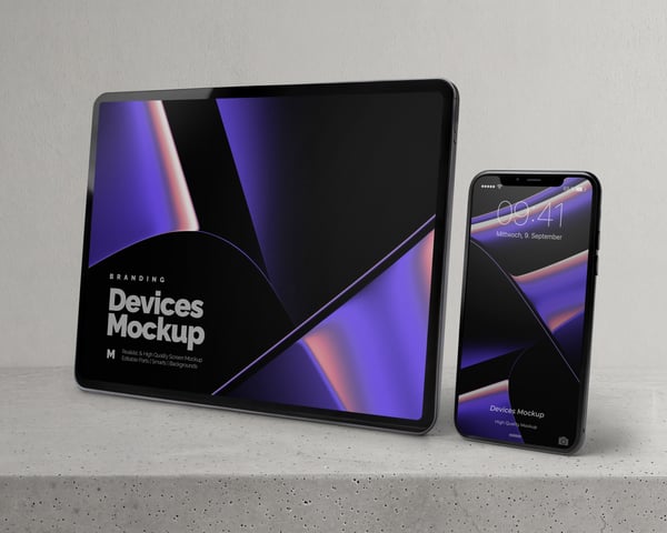 Tablet e celular PSD EDITÁVEL MOCKUP