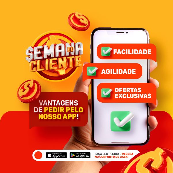 DIA DO CLIENTE 15 DE SETEMBRO SELO 3D SEMANA DO CLIENTE APLICATIVO E DELIVERY BANNER PSD EDITÁVEL