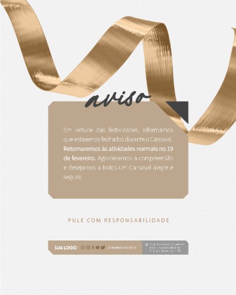 SOCIAL MEDIA - ARQUITETURA - AVISO DE CARNAVAL