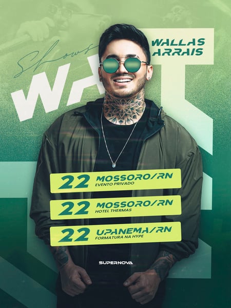 FLYER AGENDA SEMANAL DE SHOWS WALLAS ARRAIS FEED PSD EDITÁVEL