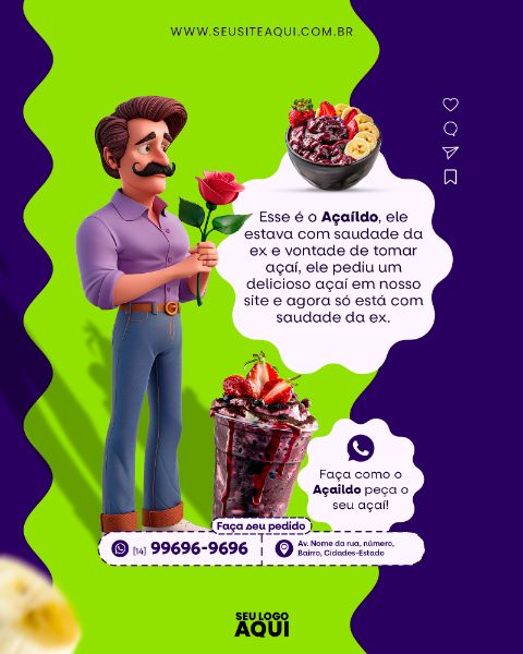 AÇAÍTERIA E SORVETERIA - SOCIAL MEDIA - PSD EDITÁVEL