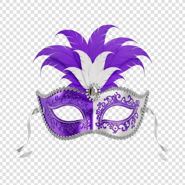 MÁSCARA DE CARNAVAL ROXA COM PENAS 11