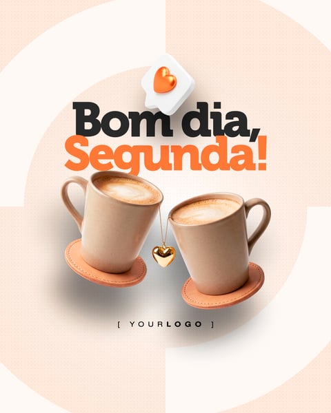 POST BOM DIA SEGUNDA DUAS XÍCARAS DE CAFÉ PSD EDITÁVEL