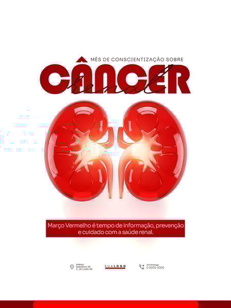 MARÇO VERMELHO CAMPANHA DE CONSCIENTIZAÇÃO SOBRE O CÂNCER RENAL PSD EDITÁVEL 2