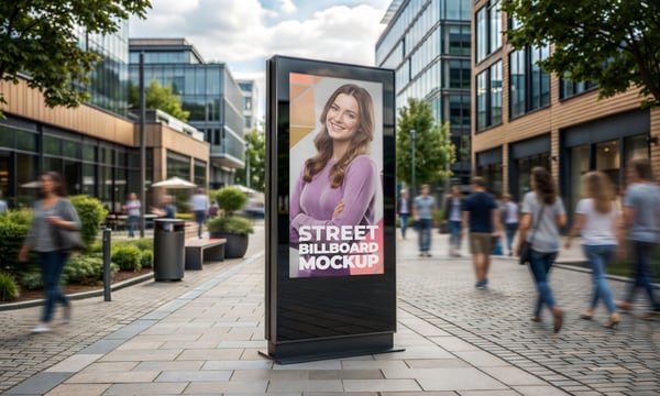 ANÚNCIO PUBLICITÁRIO NA RUA PSD EDITÁVEL MOCKUP