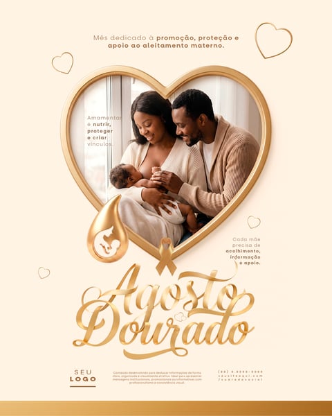 AGOSTO DOURADO MÊS DEDICADO À PROMOÇÃO PROTEÇÃO E APOIO AO ALEITAMENTO MATERNO SOCIAL MEDIA PSD EDITÁVEL 1
