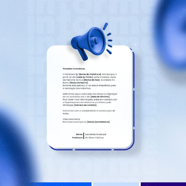 PREFEITURA COMUNICADO AVISO INFORME IMPORTANTE SOCIAL MEDIA FLYER PSD EDITÁVEL