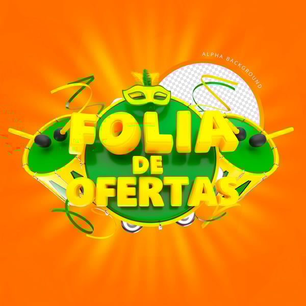 SELO 3D CARNAVAL FOLIA DE OFERTAS PNG