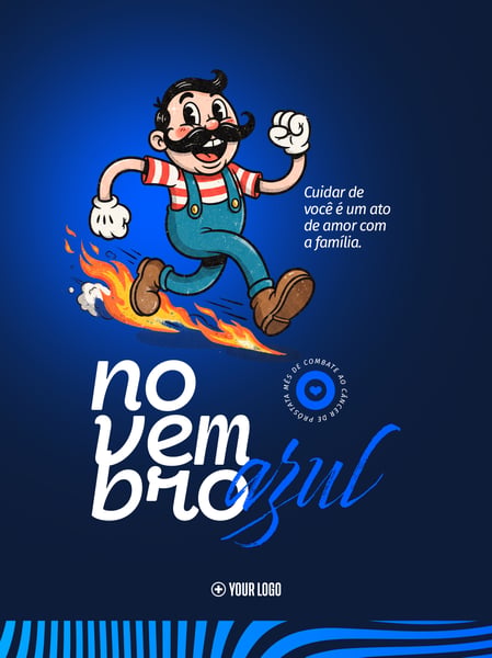 NOVEMBRO AZUL PREVENÇÃO CÂNCER PRÓSTATA SOCIAL MEDIA FLYER PSD EDITÁVEL