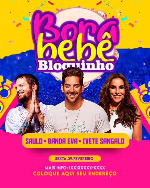 FLYER EVENTO BORA BEBÊ CARNAVAL BLOQUINHO FEED