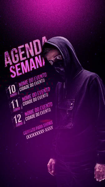 FLYER ARTISTA AGENDA DE SHOWS SEMANAL STORIES