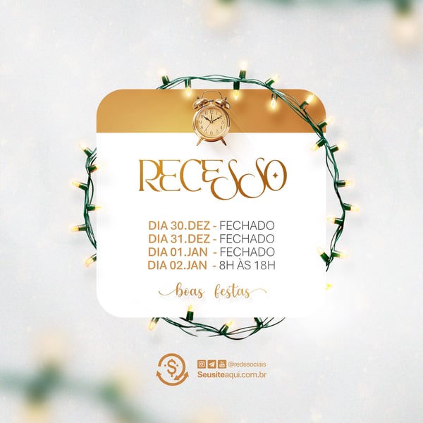 AVISO INFORME HORÁRIO COMUNICADO FELIZ NATAL ANO NOVO SOCIAL MEDIA PSD EDITÁVEL