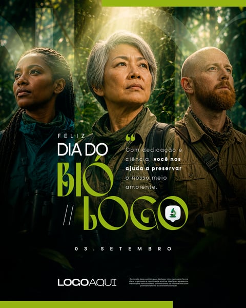 DIA DO BIÓLOGO MEIO AMBIENTE E CIÊNCIA SOCIAL MEDIA FLYER PSD EDITÁVEL