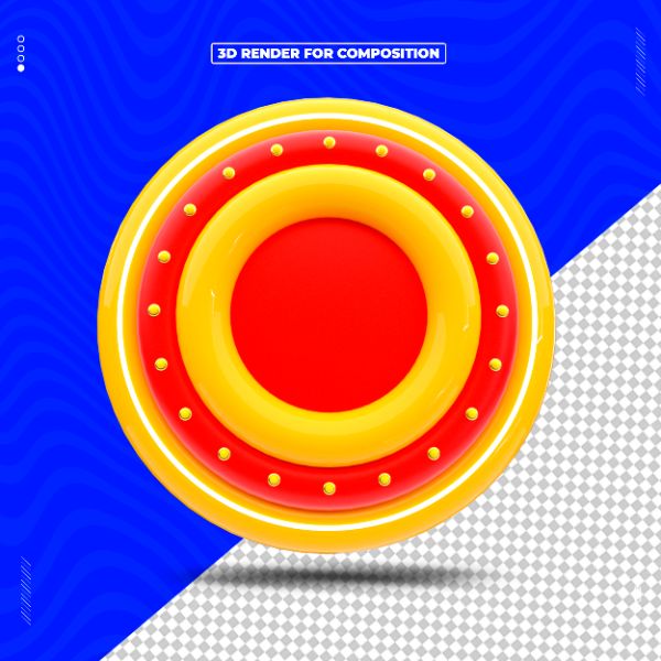 CÍRCULO VERMELHO AMARELO 3D PARA COMPOSIÇÃO
