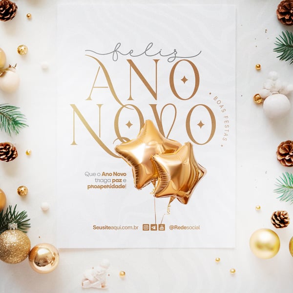 FELIZ ANO NOVO REVEILLON BOAS FESTAS SOCIAL MEDIA PSD EDITÁVEL