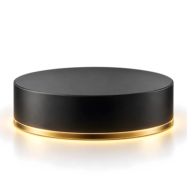 PEDESTAL PRETO COM ARO DOURADO ILUMINADO