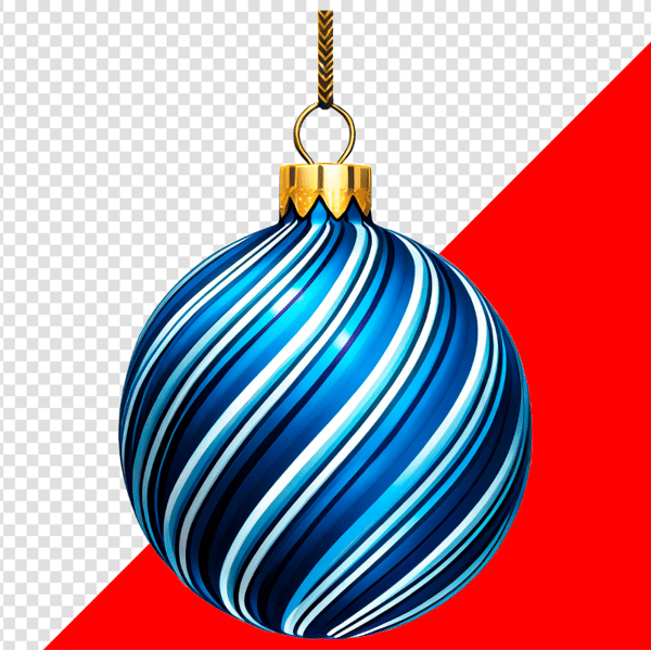 ENFEITE NATALINO BOLA AZUL E DOURADO PARA COMPOSIÇÃO PNG TRANSPARENTE SEM FUNDO