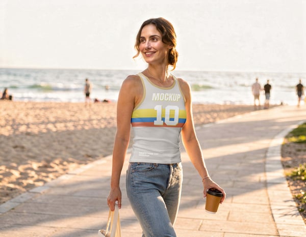 Regata feminina Mockup PSD editável