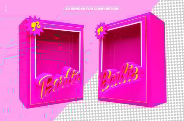 2 OPÇÕES DE CAIXA DA BARBIE 3D PARA COMPOSIÇÃO