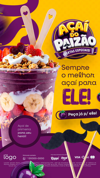 SEMPRE O MELHOR AÇAÍ PARA ELE AÇAITERIA AÇAÍ DIA DOS PAIS STORY SOCIAL MEDIA PSD EDITÁVEL