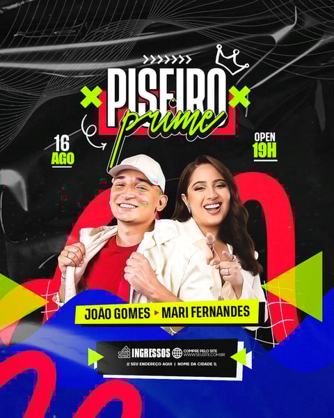 FLYER ARTISTAS E EVENTOS PISEIRO PRIME PSD EDITÁVEL