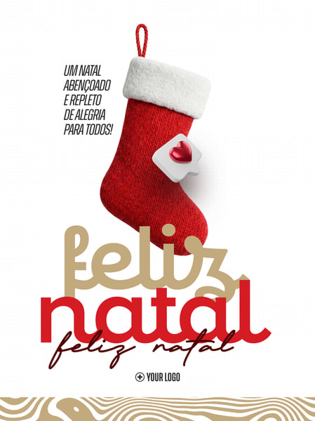 NATAL MEIA VERMELHA COM CORAÇÃO SOCIAL MEDIA FLYER PSD EDITÁVEL