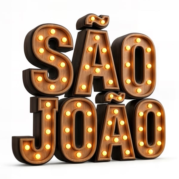 SELO 3D PALAVRA SÃO JOÃO COM LUZES FESTA JUNINA 1