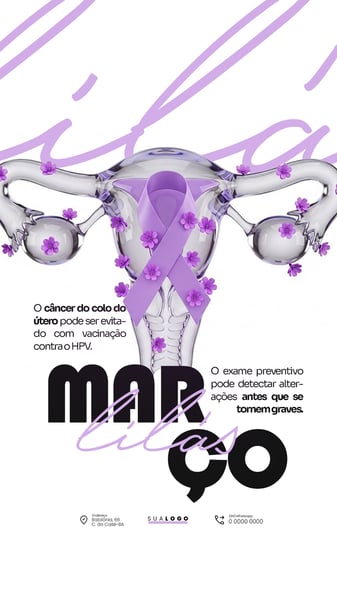 MÊS DE CONSCIENTIZAÇÃO E COMBATE AO CÂNCER DE COLO DE ÚTERO SOCIAL MEDIA PSD EDITÁVEL 4