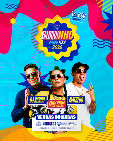 Flyer Artistas e Eventos Bloquinho de Carnaval PSD Editável