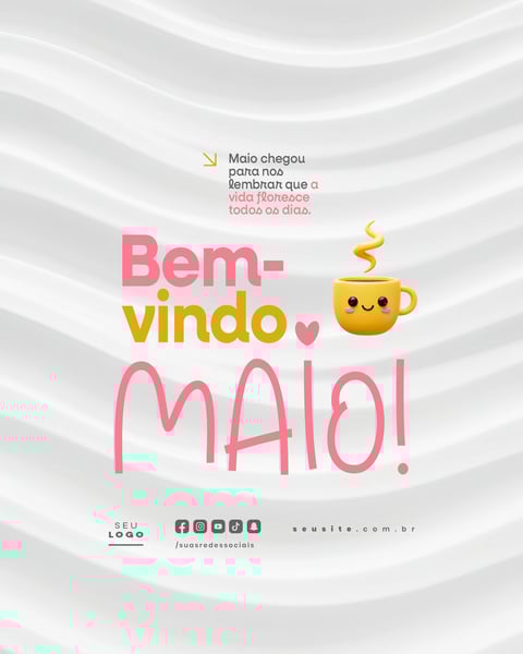 BEM VINDO MAIO SAUDAÇÃO MÊS SOCIAL MEDIA POST EDITÁVEL FEED 20