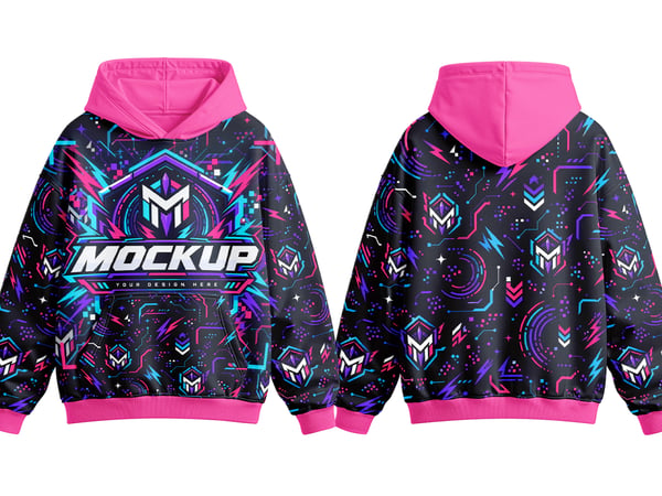 MOLETOM COM CAPUZ MOCKUP EM ESTÚDIO VISTA FRONTAL E TRASEIRA