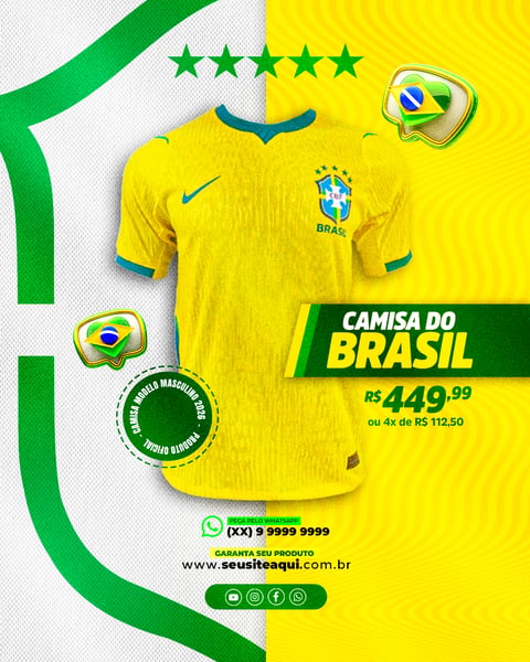 Post Instagram Camisa do Brasil Copa PSD Editável