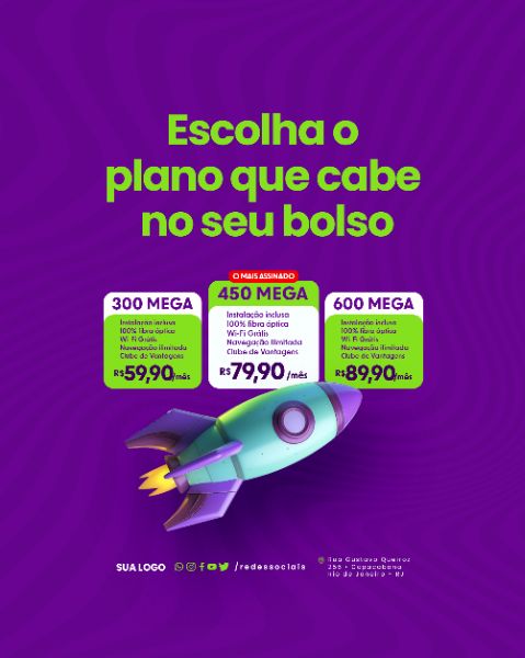 SOCIAL MEDIA - PROVEDOR DE INTERNET - ESCOLHA O PLANO QUE CABE NO SEU BOLSO