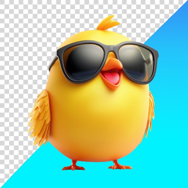 EMOJI DE PINTINHO COM ÓCULOS DE SOL PNG