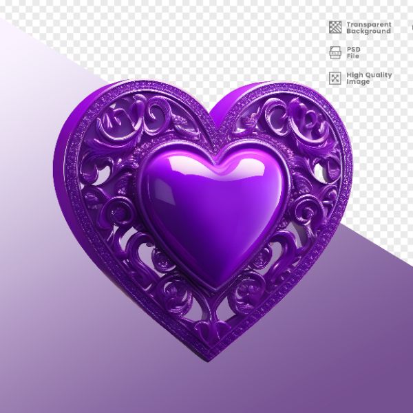ELEMENTO PARA COMPOSIÇÃO DE CORAÇÃO 3D ROXO